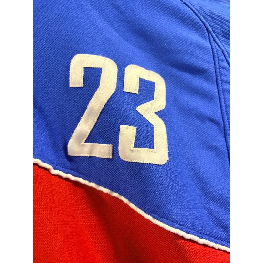 Vintage Air Jordan 23 Quarter Zip Warmup Shirt Mens XXL Blue Red Colorblock